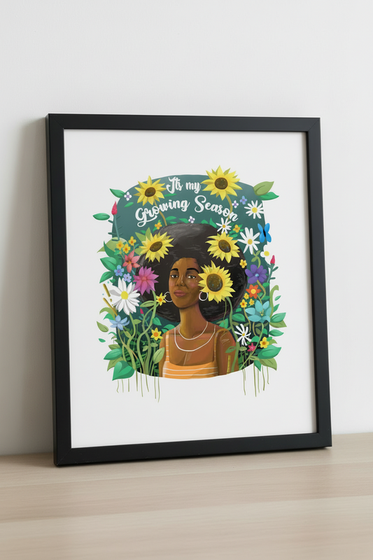 It's My Growing Season floral portrait illustration
